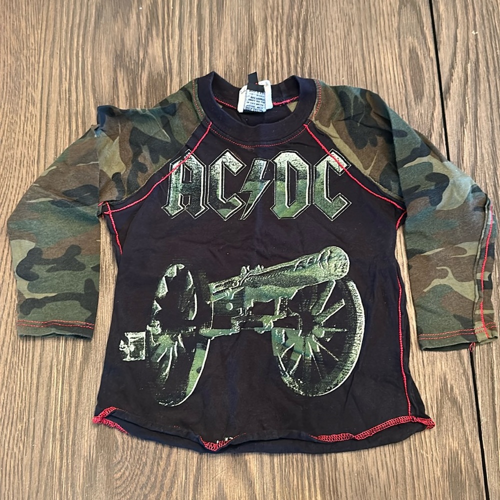 Kaos 2T camo and black AC/DC LONG SLEEVE BOYS